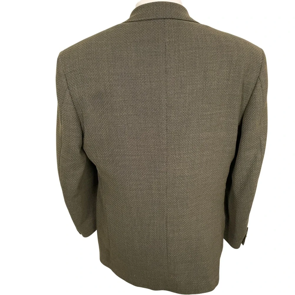 Lubiam 1911 Blazer Mens 50R Olive Green Basketweave Luxury Textured Italian Wool